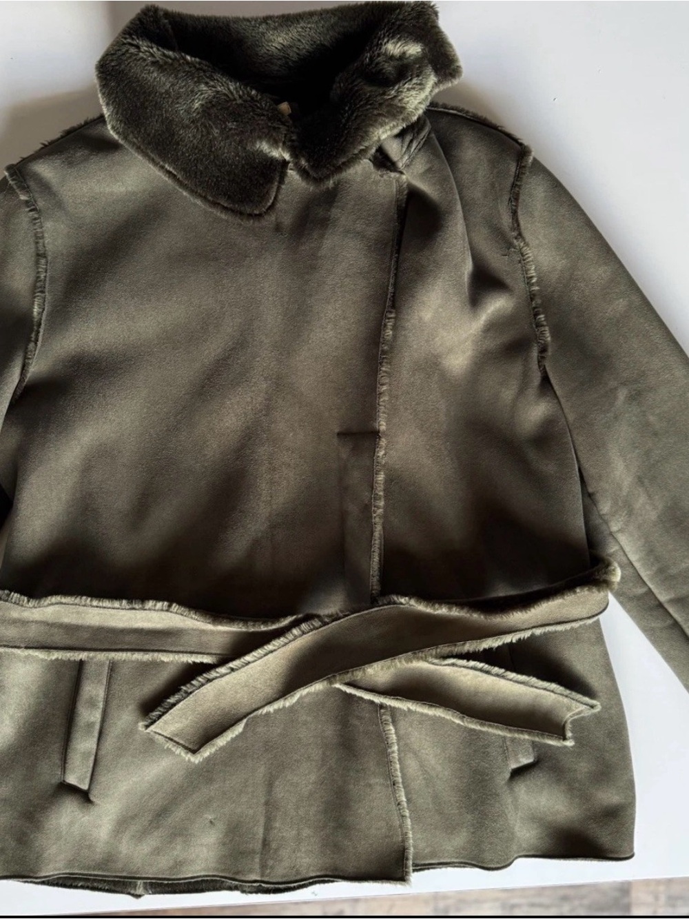 Green Faux Shearling Women's Coat By Wilson Leather Size XL